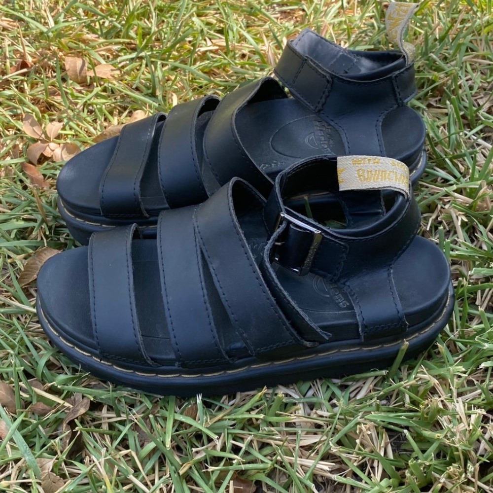Dr Martens Blaire Black Leather Gladiator Platform Sandals Women 7 11822002